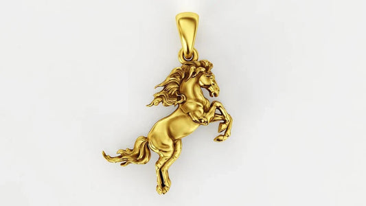 Solid 14K Gold 3D Horse: Equestrian Charm
