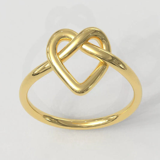 14K Gold Heart Knot Ring – Perfect for Everyday Wear