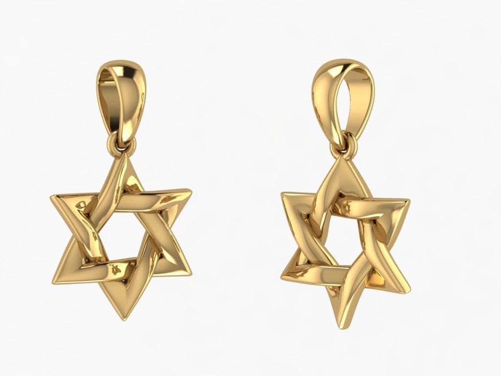 14K Solid Gold Puffy Star Pendant