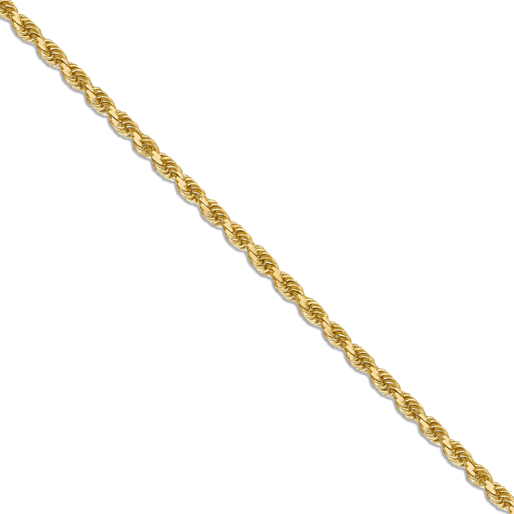 14k Solid Gold 2.5mm Rope Chain 18 Inches