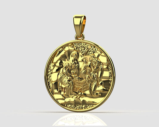 Gold Saint Mary with Baby Jesus Pendant