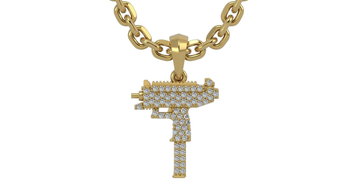 Yellow Gold Uzi Diamond Necklace