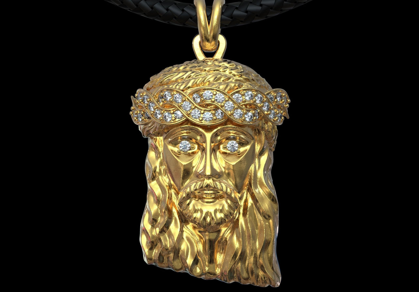 Gold Diamond Jesus Pendant