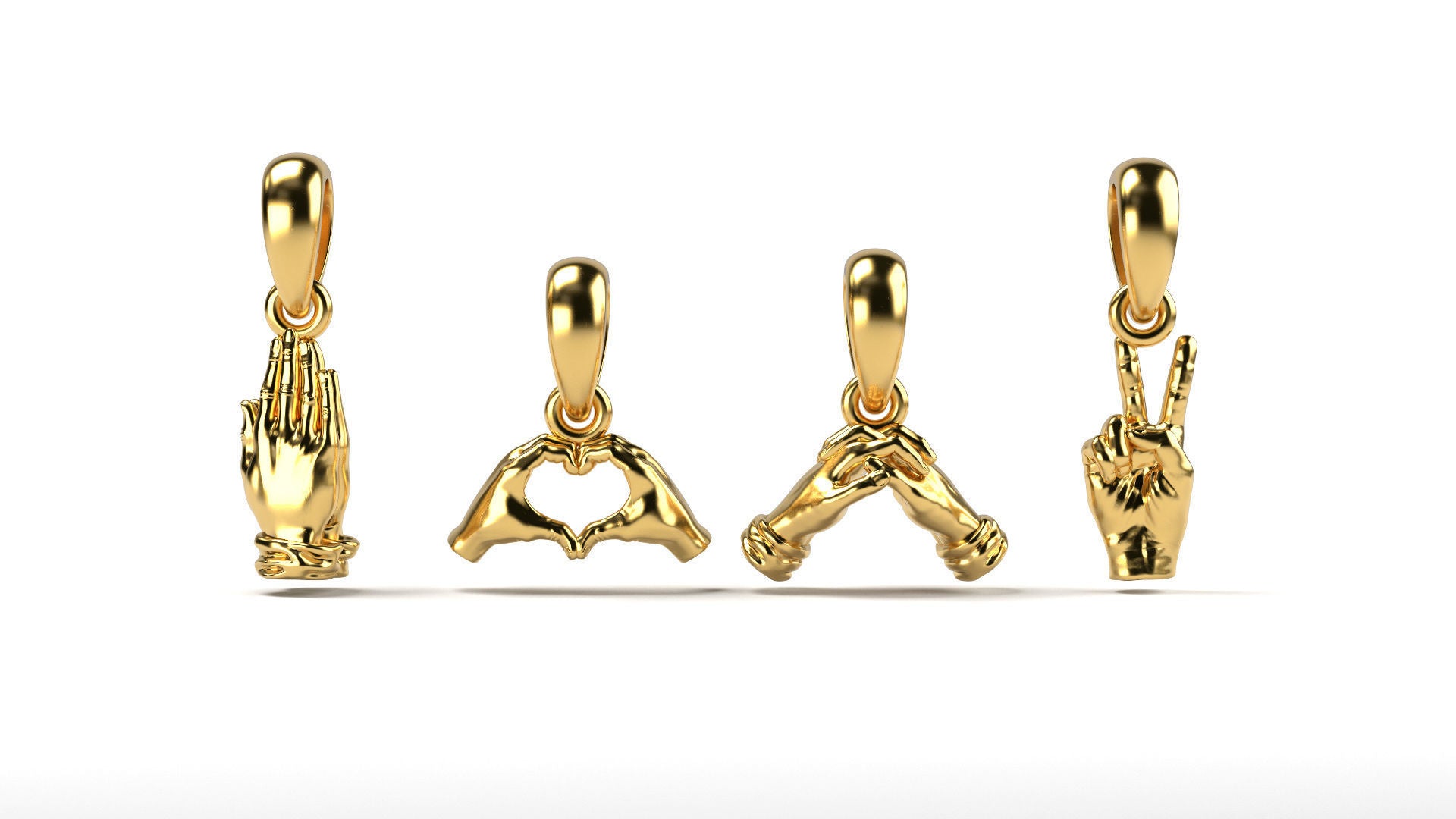 Gold 3D Pendants Hands