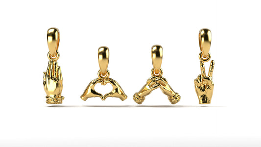 Gold 3D Pendants Hands