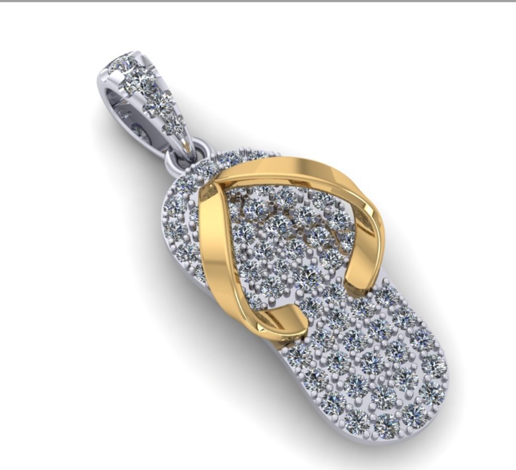 Gold Flip Flop Diamond Pendant