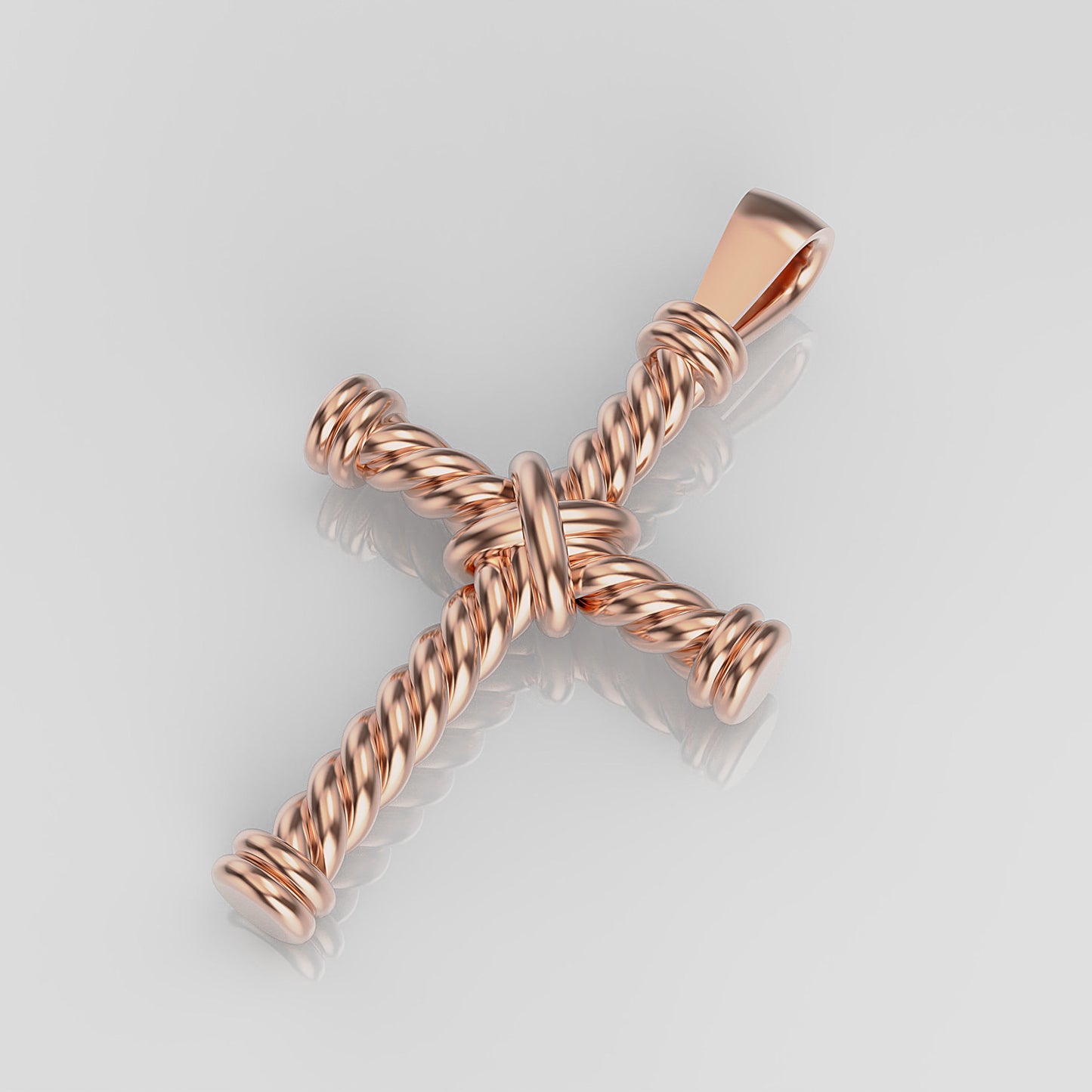 Gold Twisted Rope Cross Pendant