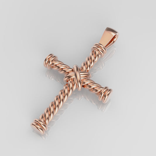 Gold Twisted Rope Cross Pendant