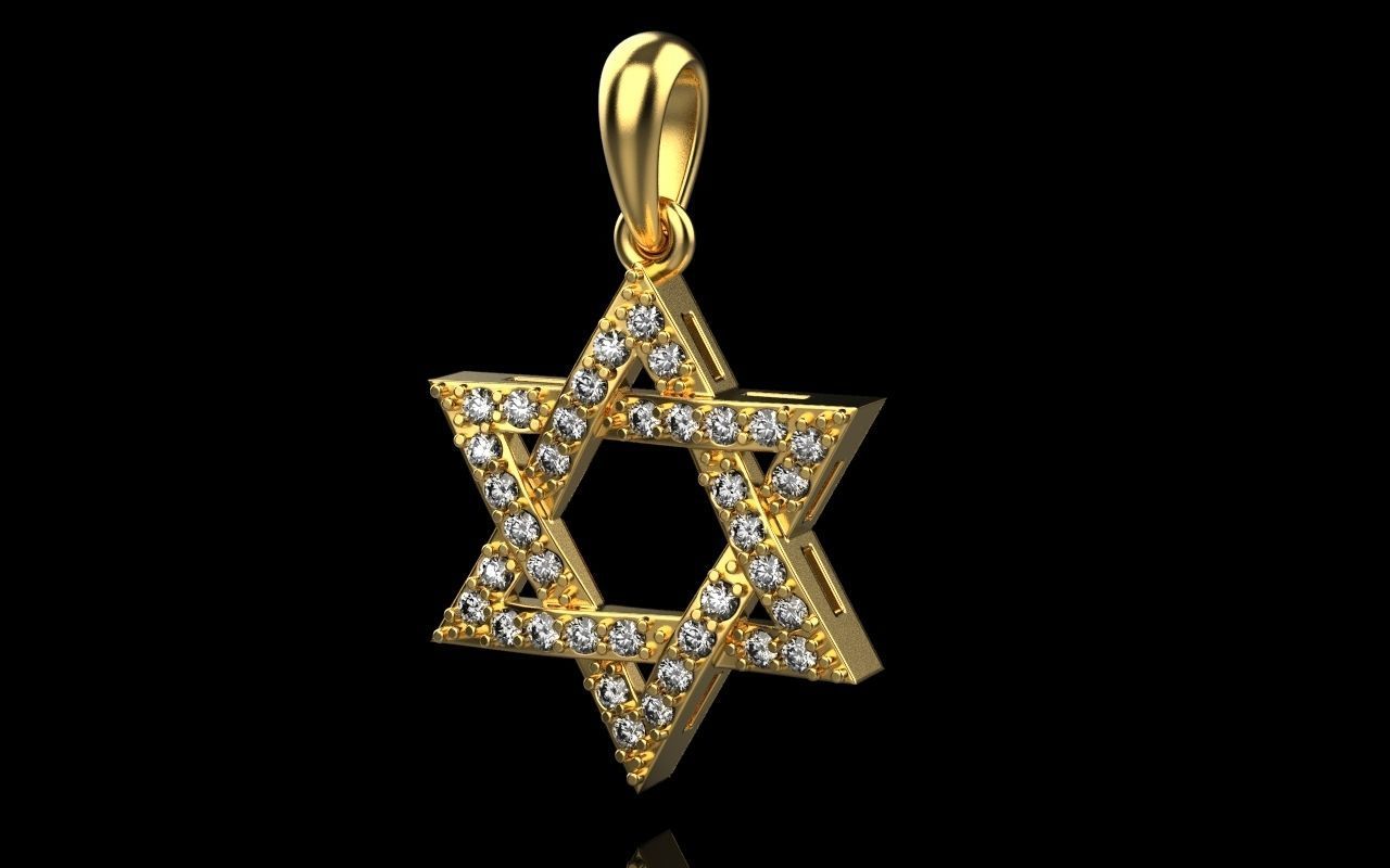 Gold Diamond Star of David Pendant