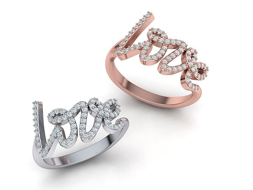 14K Diamond Solid Gold Diamond Love Ring 0.33 Carat/ Gift for Her