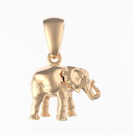 14k Solid Gold Elephant Pendant