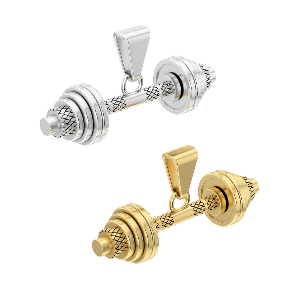 Gold Sport Barbell Necklace