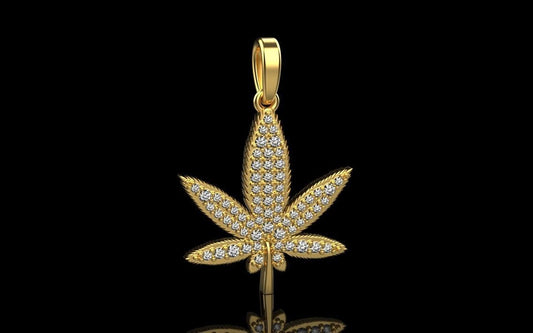 Diamond Cannabis Leaf Necklace