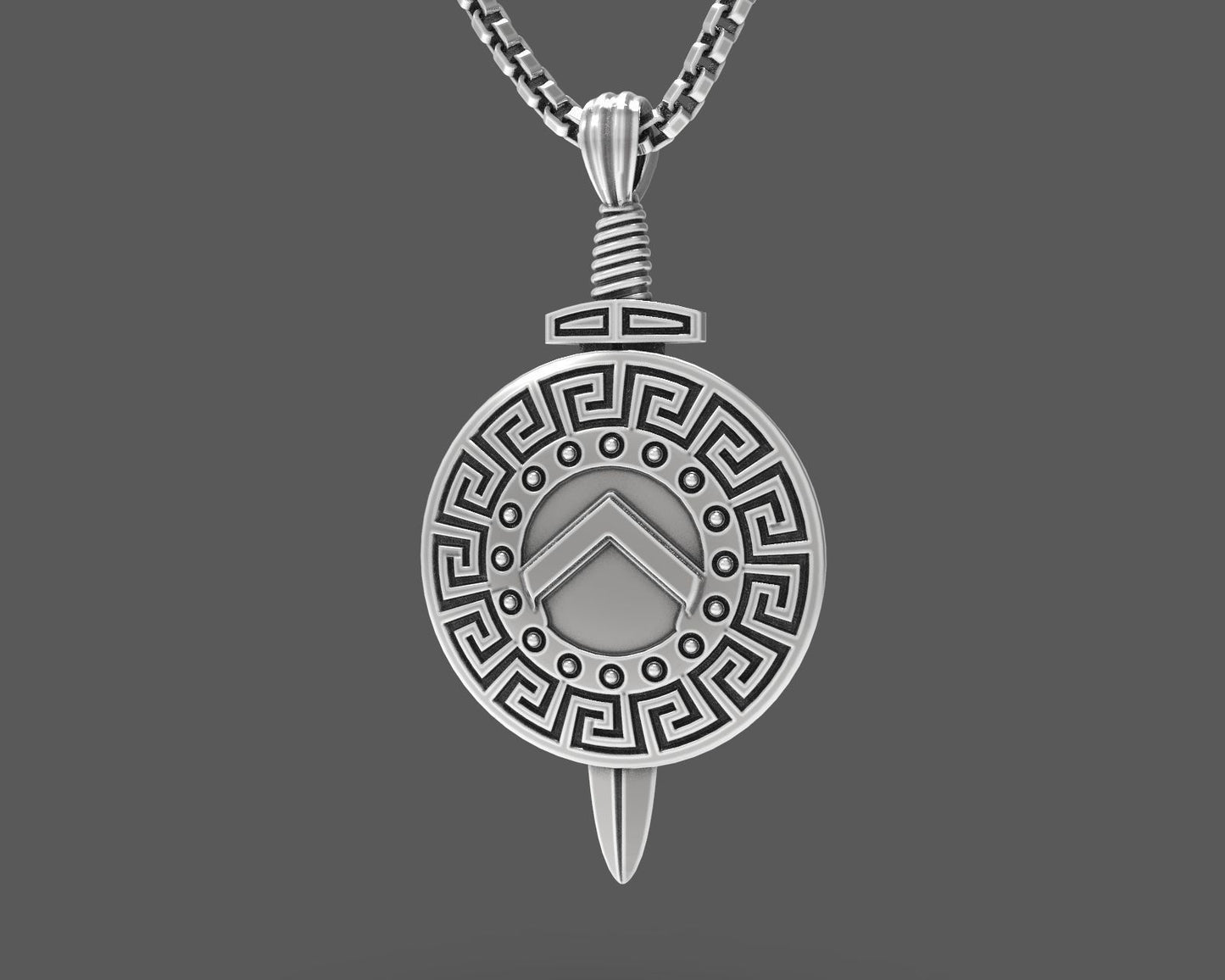 Spartan Hoplite Shield and Sword Pendant