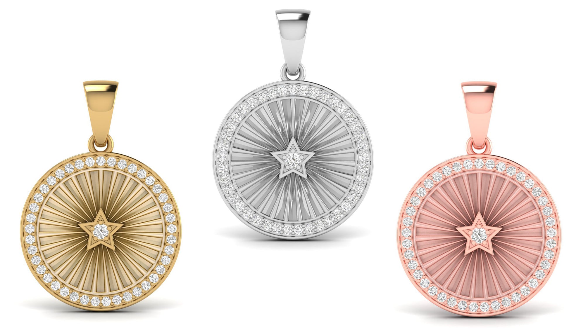 Gold Star and Sun Diamond Pendant