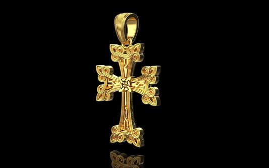 Yellow Gold Orthodox Cross Necklace