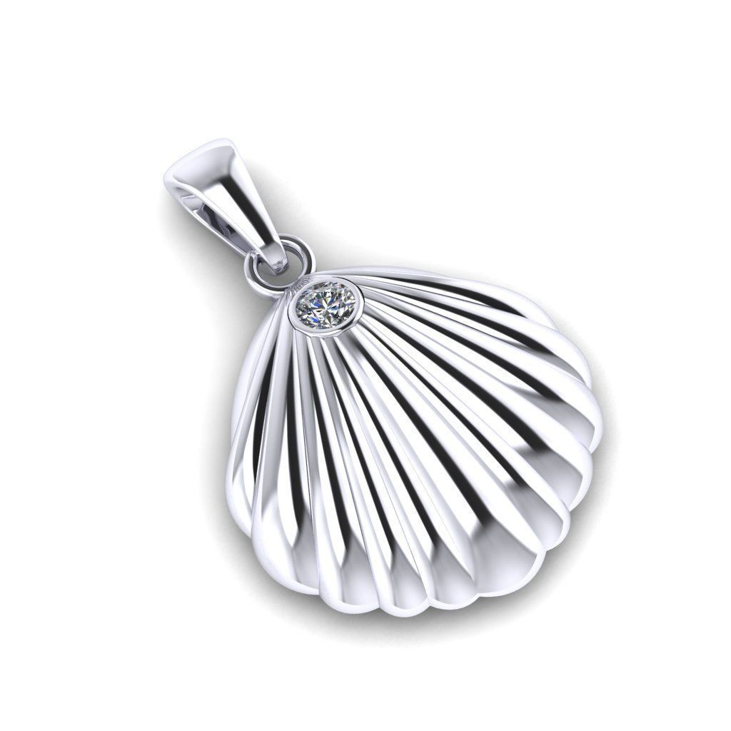 Gold Sea Shell Necklace with Diamond