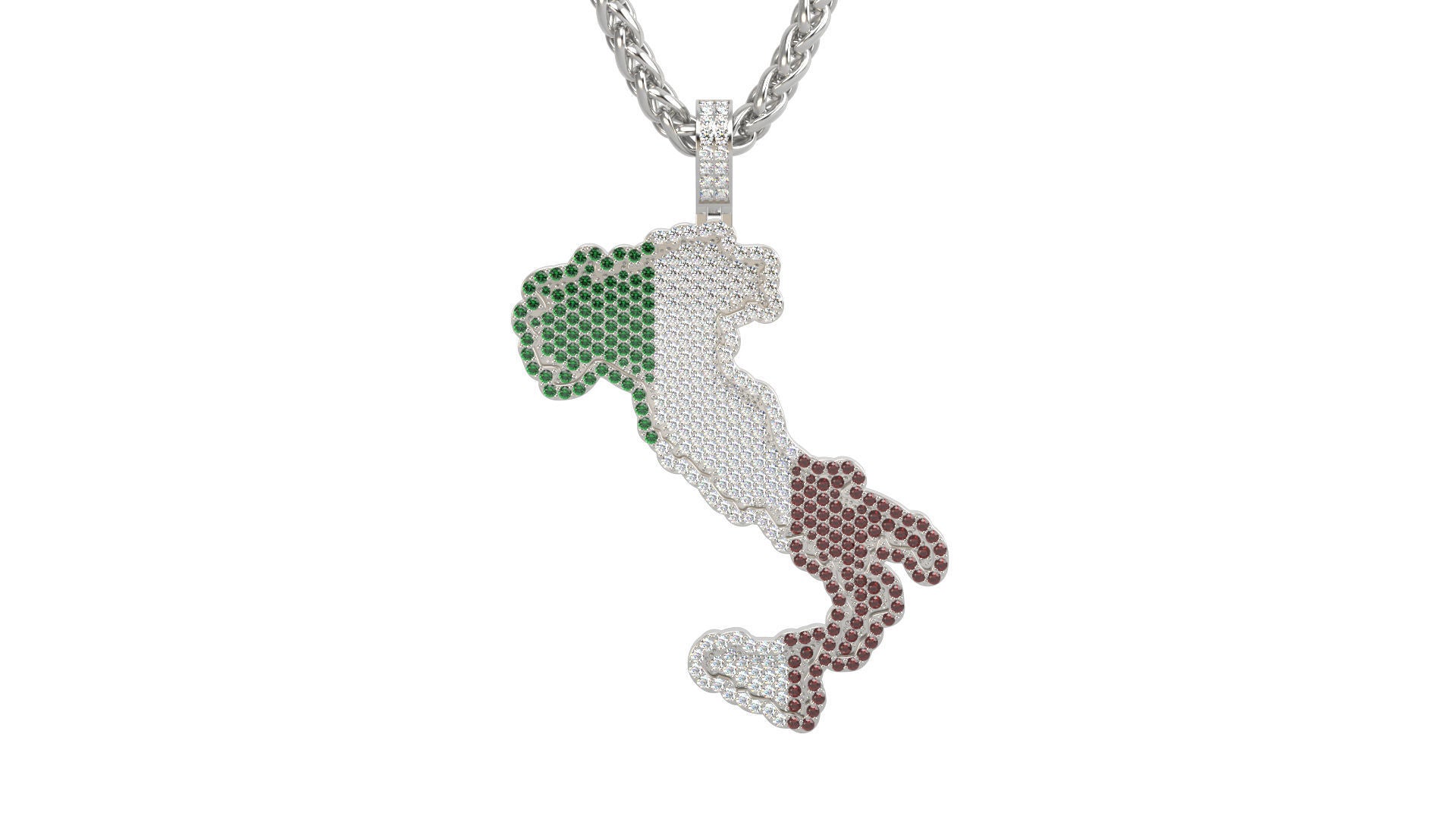 Gold Diamond Italy Map Necklace