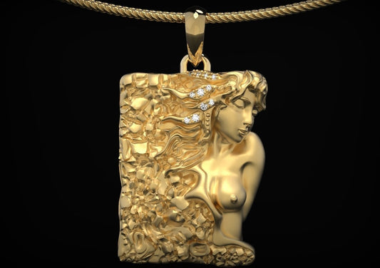 Gold Mermaid Diamond Pendant