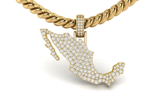 Gold Diamond Mexico Map Necklace