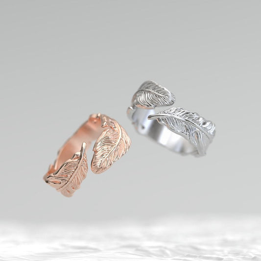 14K Solid Gold Feather Design Ring / Feather Gold Ring / Gold Feather Ring for Her / Gift for Her