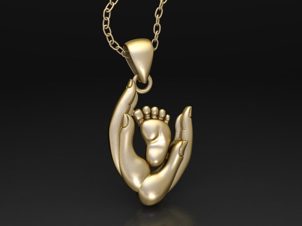 Gold Mother and Baby Pendant
