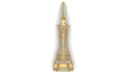 Gold Diamond Chess King Necklace