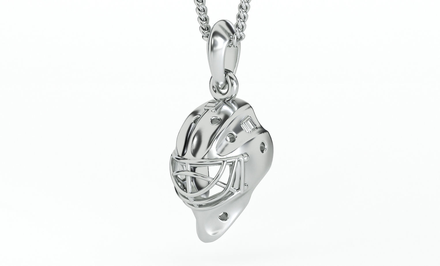Silver Hockey Helmet Pendant