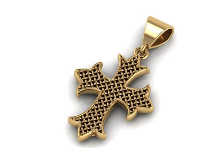 Gold Woven Cross Pendant