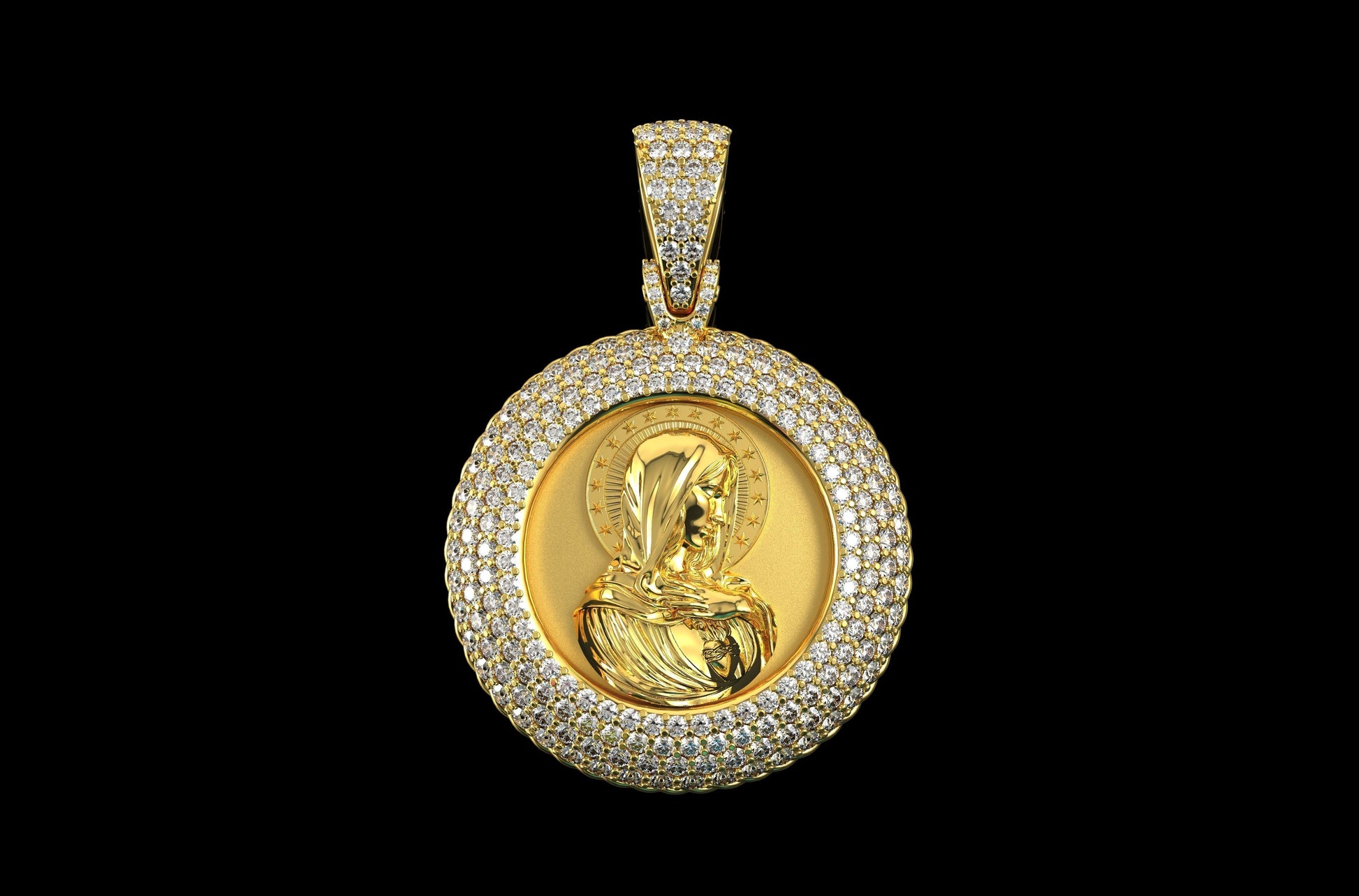 Gold Diamond St. Mary Pendant
