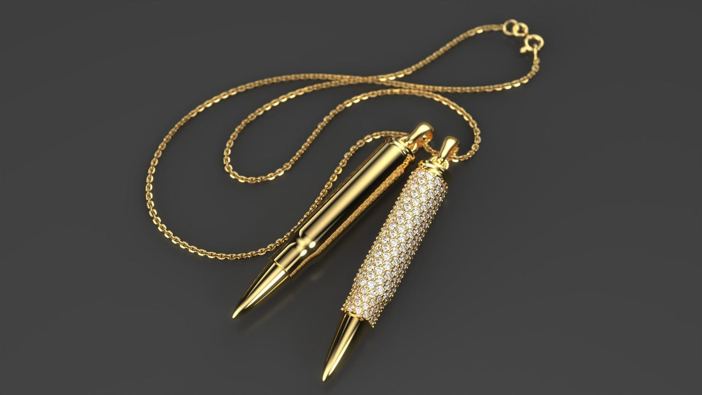 Gold Bullet Diamond Necklace