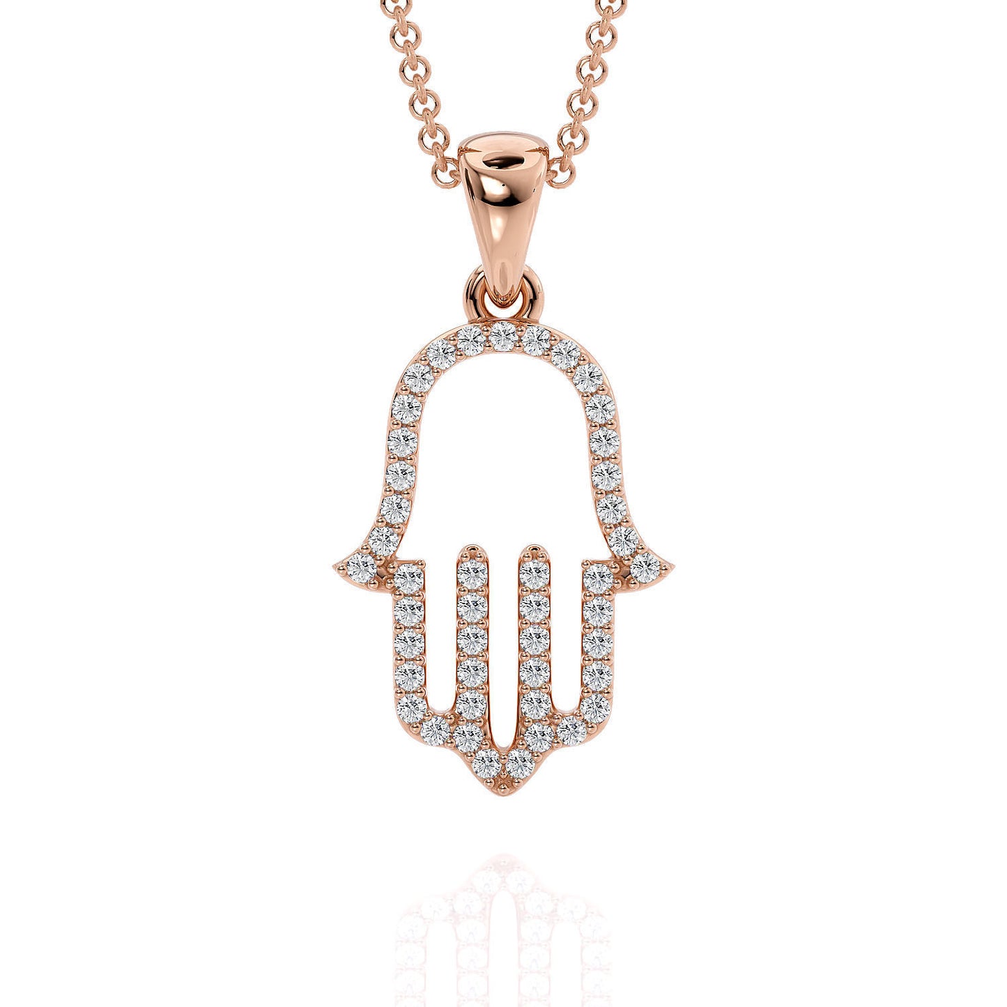 Rose Gold Diamond Hamsa Hand Pendant