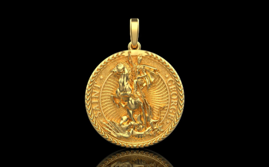 Gold Saint George Dragon Hunter Pendant