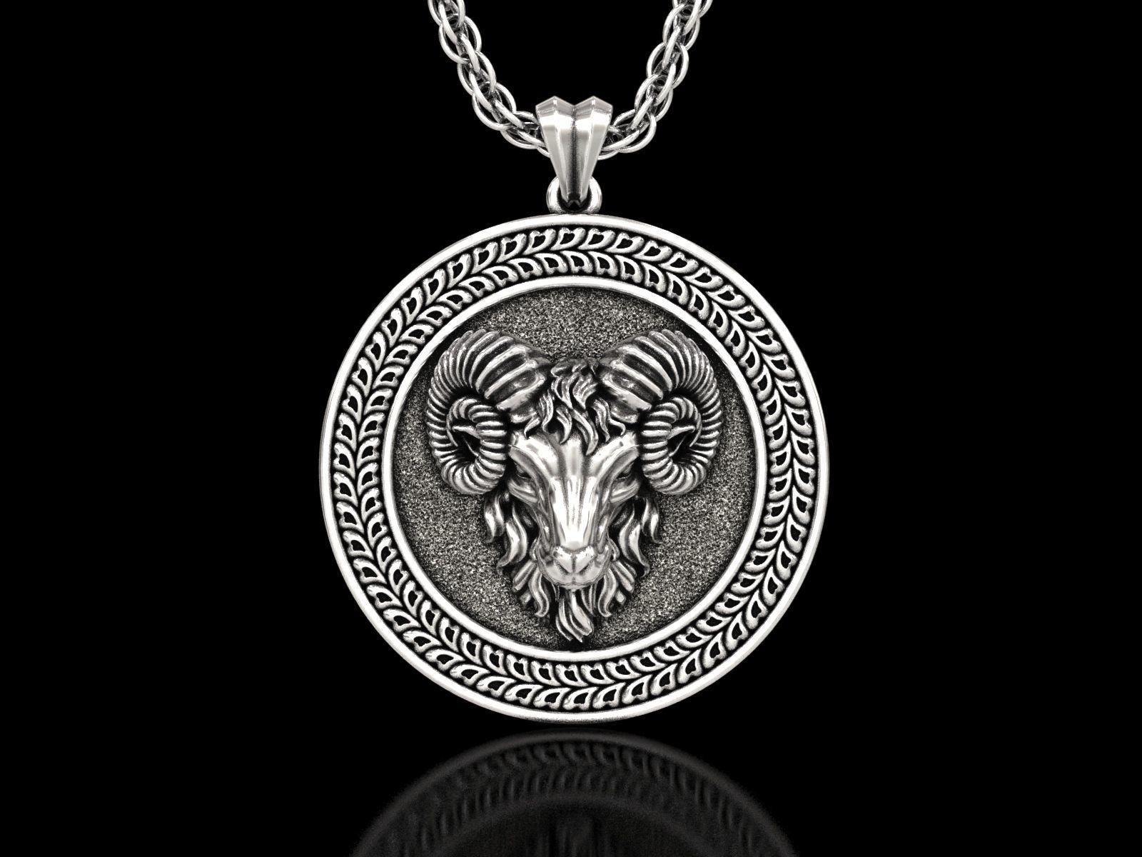 Aries Zodiac Sign Ram Medallion Pendant