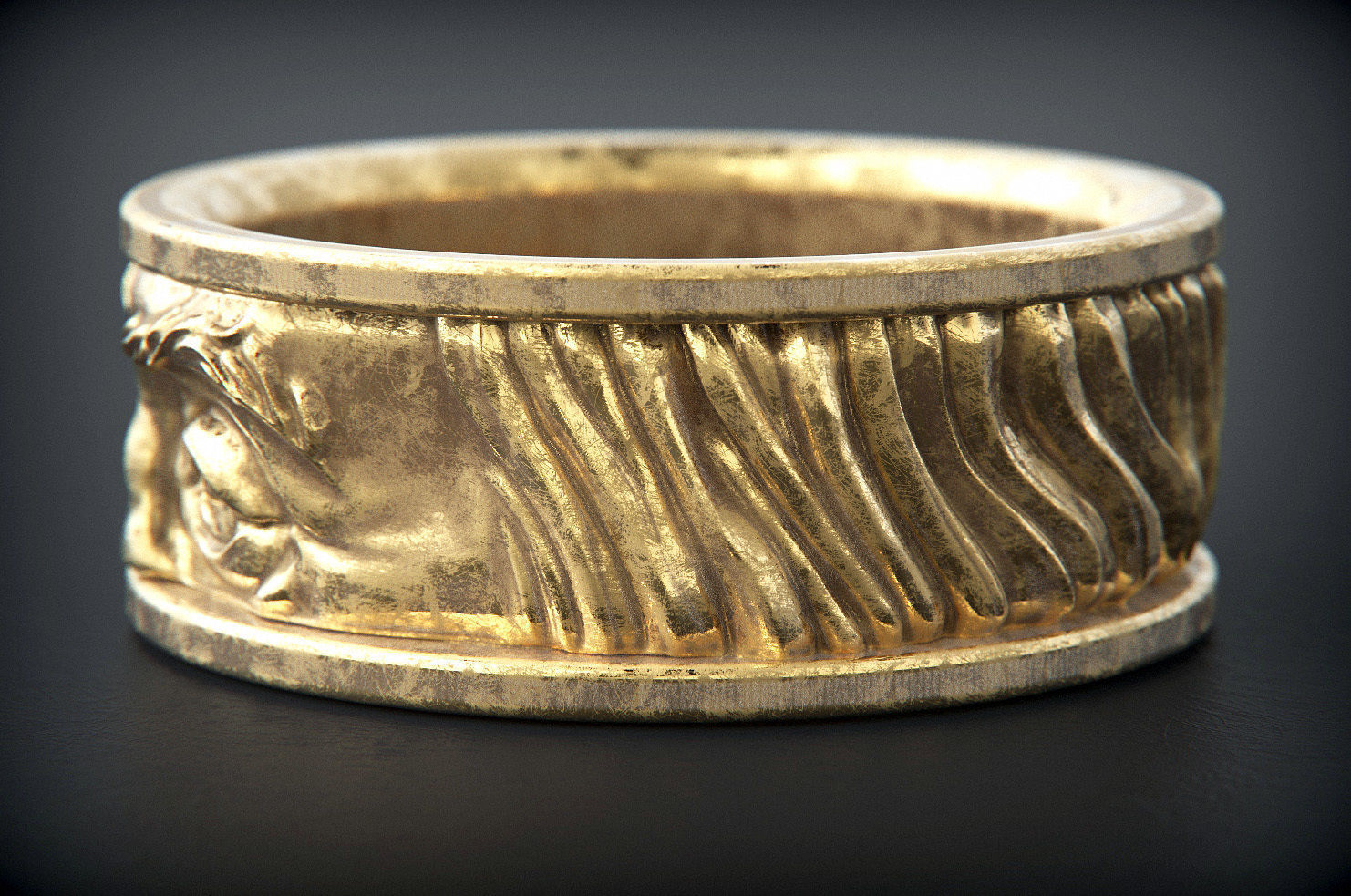 14K Solid Gold Franklin Eyes Ring / Gold Franklin Band / 14K Gold Franklin Band / Unisex Franklin Design Band - JewelsnGlitters