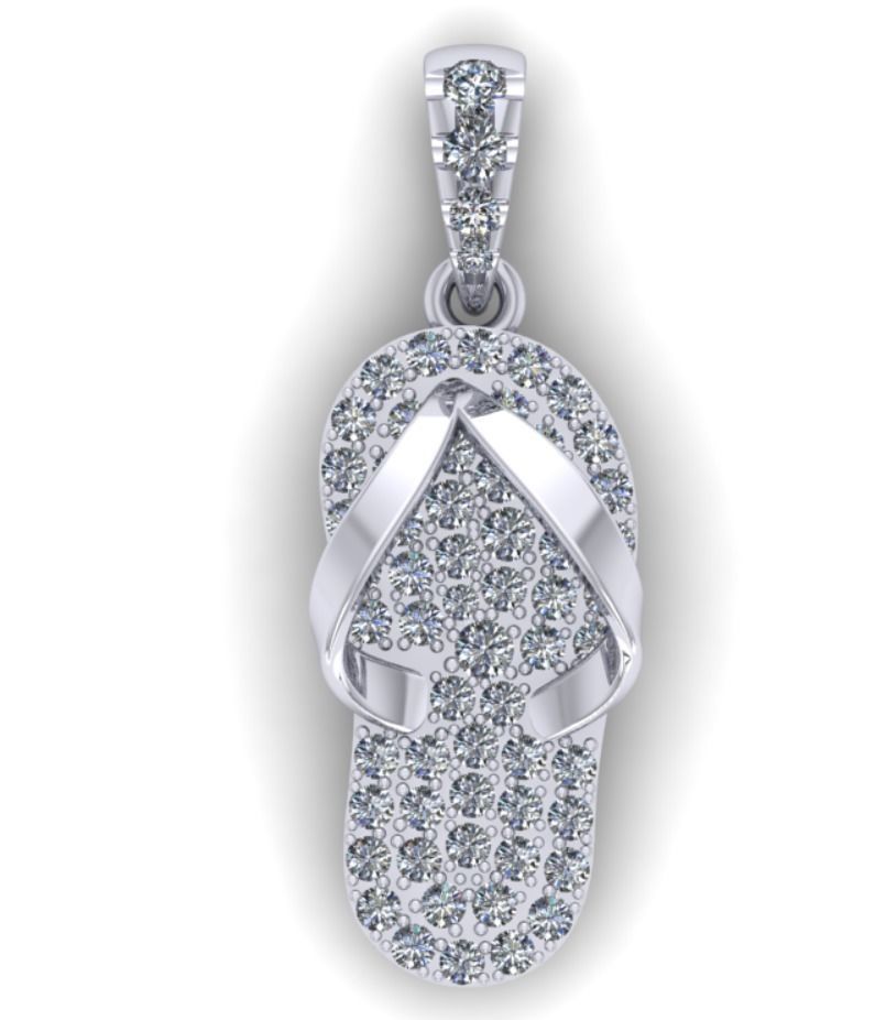Silver Flip Flop Diamond Pendant