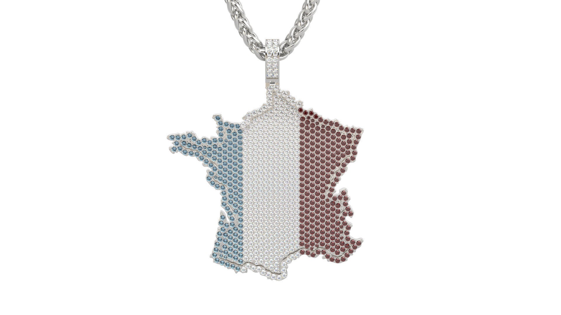 Diamond France Map Necklace