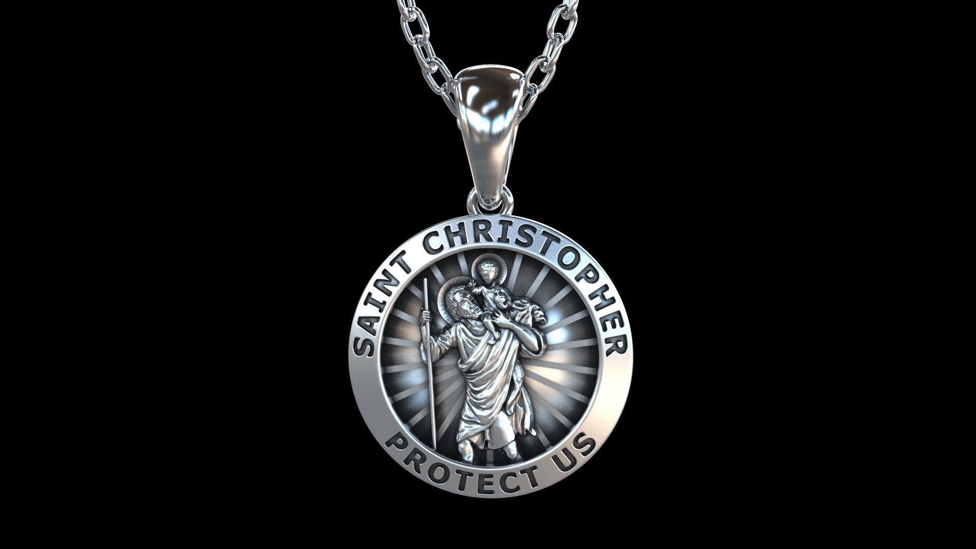 Gold Saint Christopher Protect us Pendant