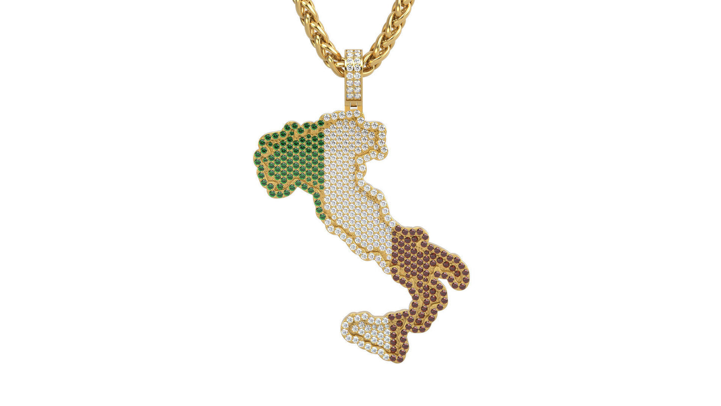 Diamond Italy Map Necklace