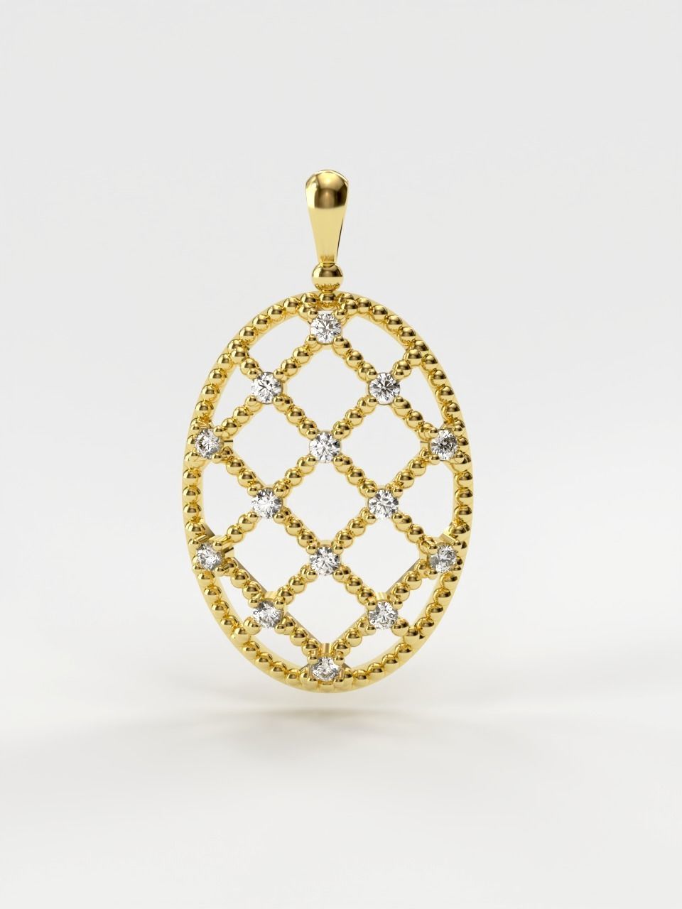 Gold Oval Design Diamond Pendant