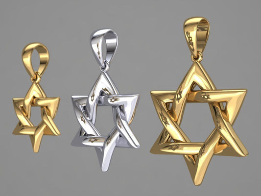Gold Puffy Star of David Pendant