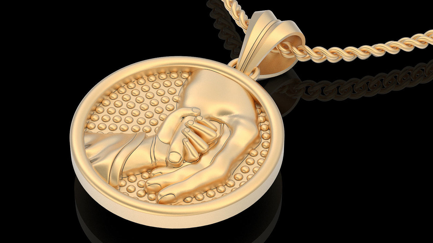 Gold Mother and Child Necklace