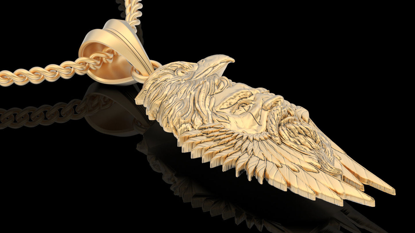 Gold Eagle Man Necklace