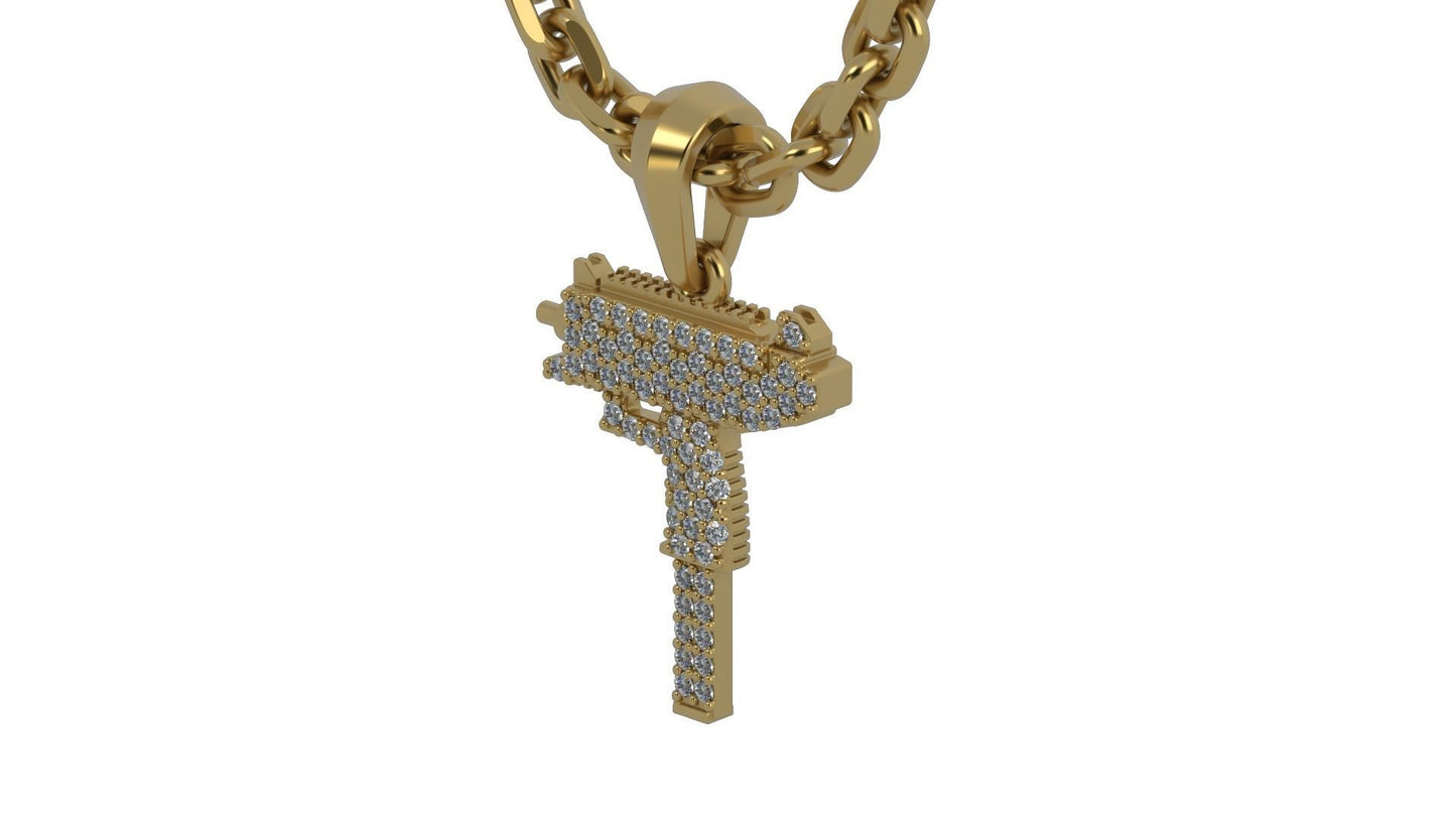 Gold Uzi Diamond Necklace