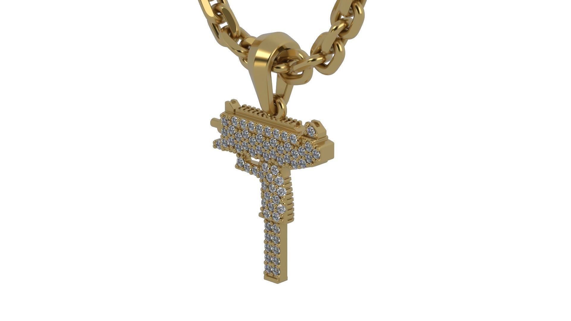 Gold Uzi Diamond Necklace