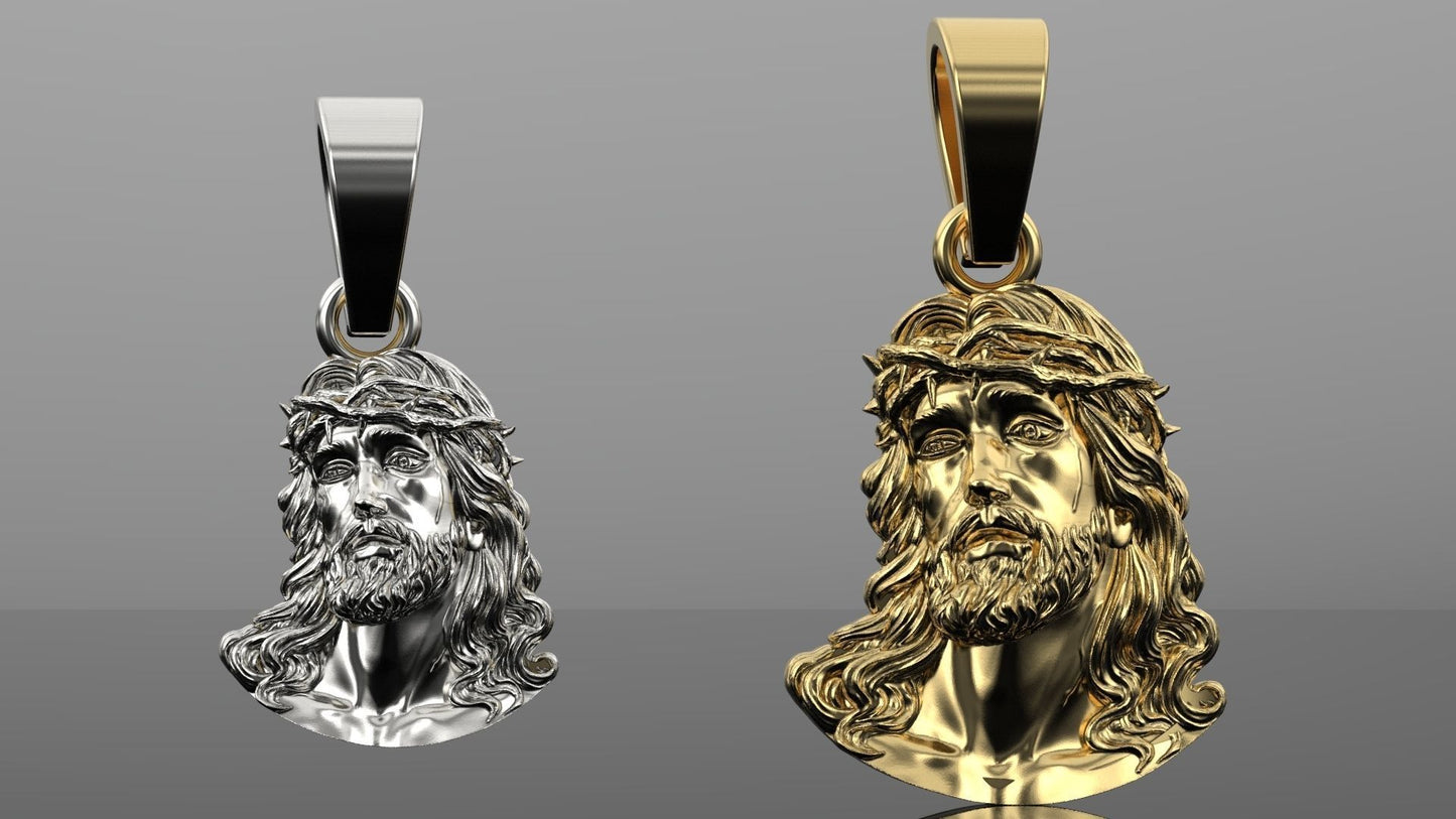 Unisex Jesus Face Gold Necklace