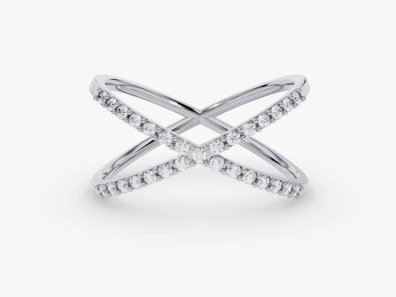 Diamond Cris Cross Ring