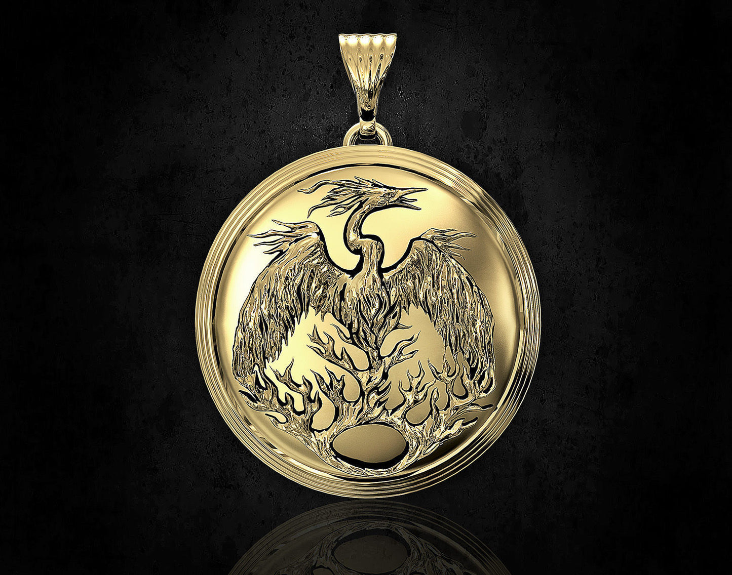 Gold Phoenix Round Necklace