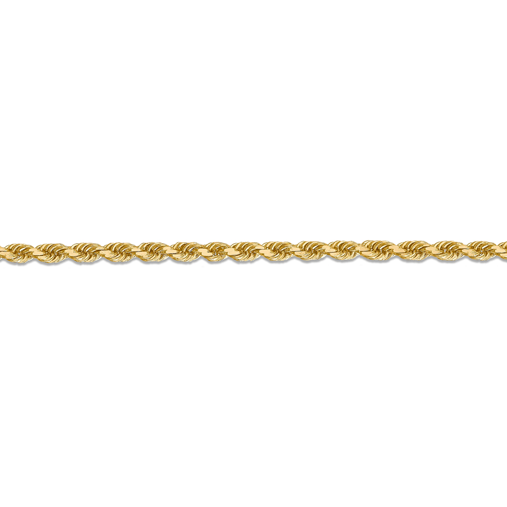14k Solid Gold 2.5mm Rope Chain 18 Inches