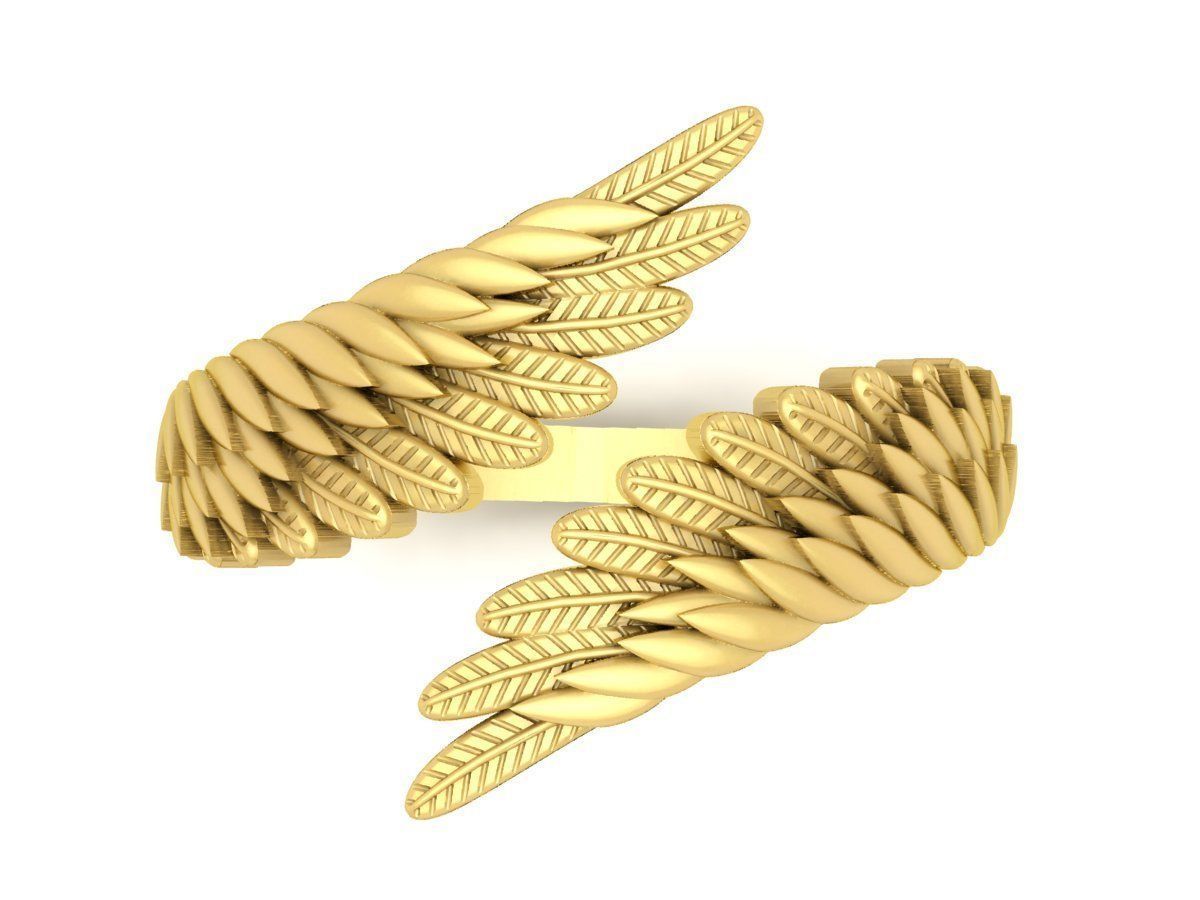 14k Solid Gold Angel Wing Statement Ring / Angel Wing Gold Ring / Angel Wing Statement Ring / Width Made in USA - JewelsnGlitters